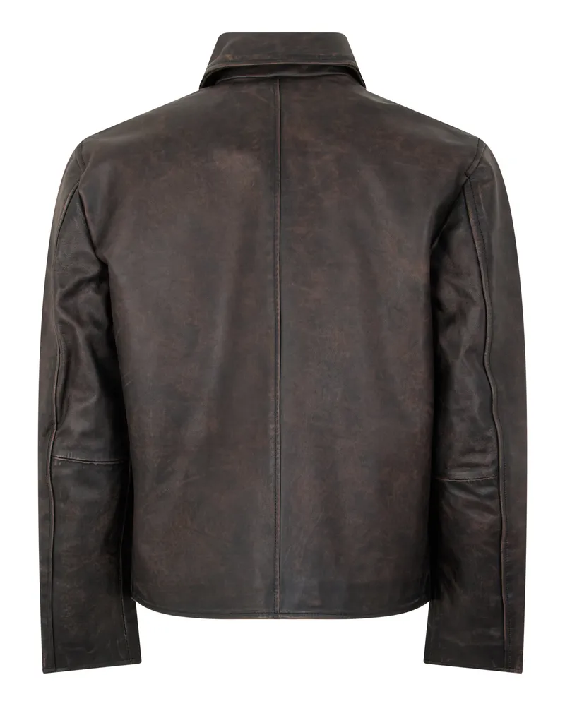 Diesel Men's Leather Jacket Brown Cow Brown