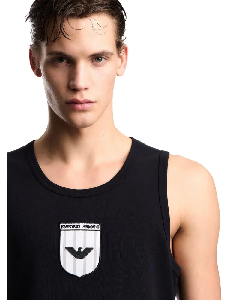 Emporio Armani Men's Sleeveless Top Black Cotton Tops Black