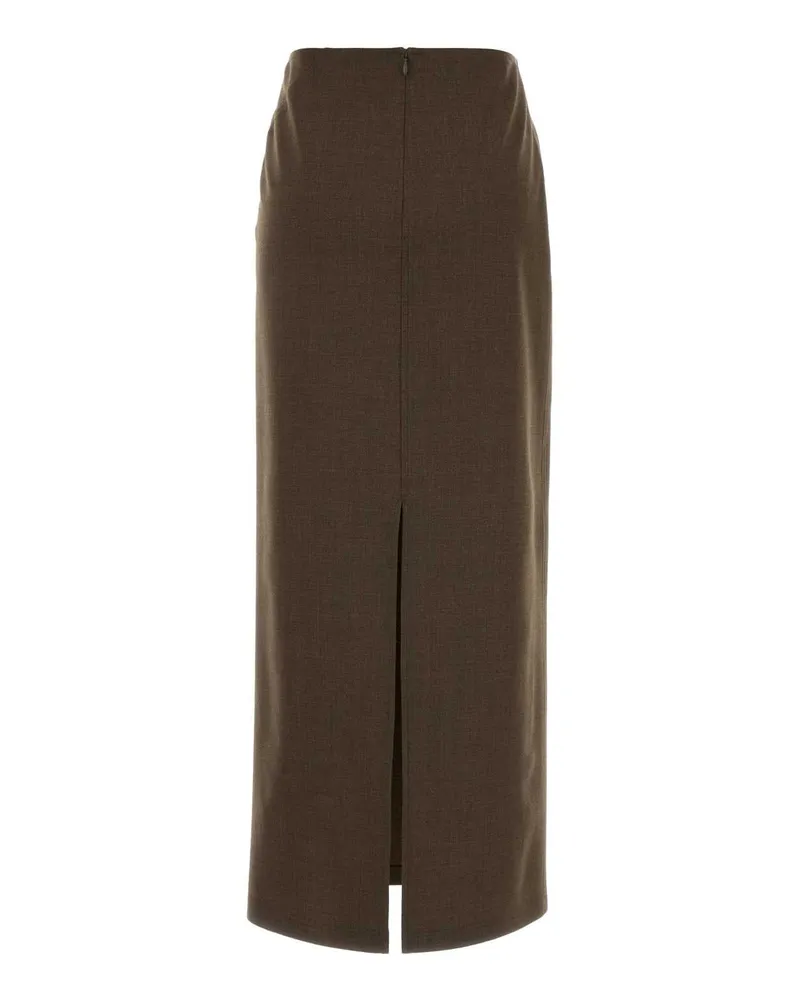 Jil Sander Women's Brown Stretch Wool Blend Skirt 601 Gonne Brown