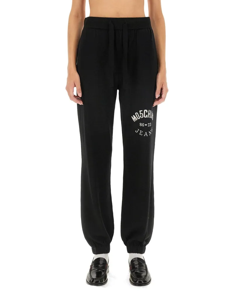 Moschino Virgin Wool Logo Jogging Pants — Black Black