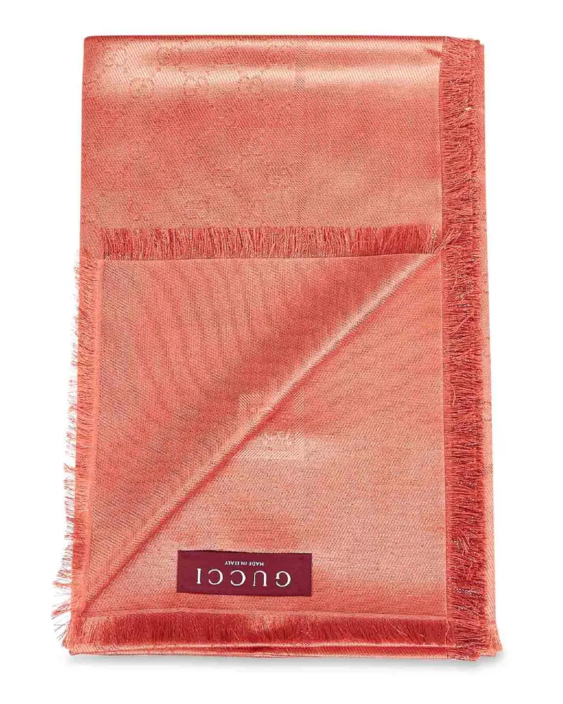 Gucci Women's Orange Gg Lamé Wool And Silk Shawl Scarf Scarfs Orange
