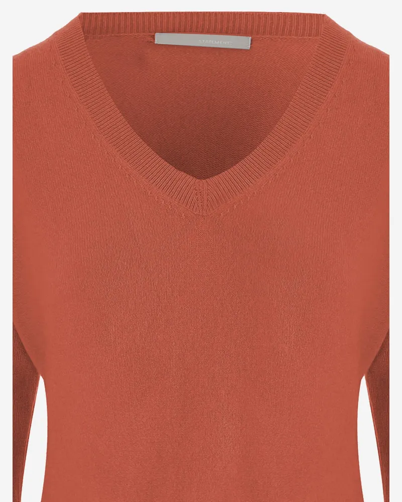ALLUDE Women Cashmere Sweater With V-Neck Orange-Red Orange