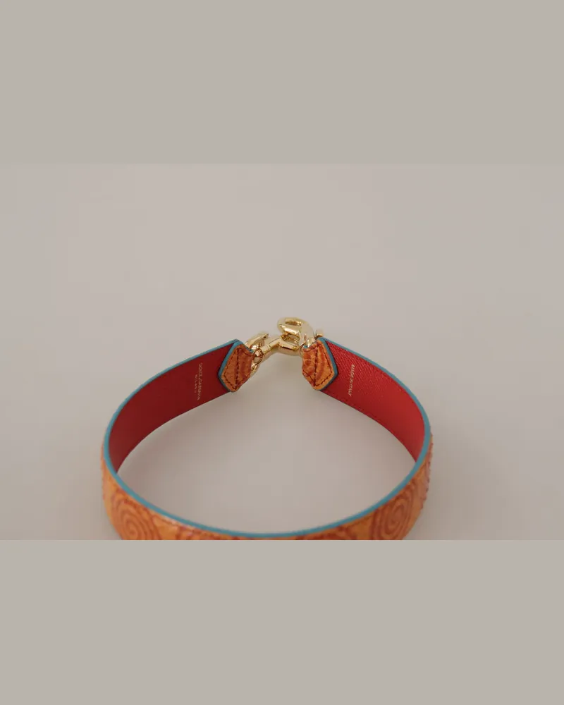 Dolce & Gabbana Women's Orange Leather Swirl Print Bag Shoulder Strap Orange
