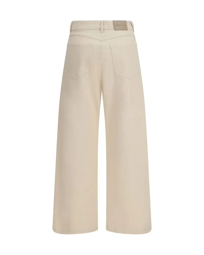 Max Mara Women Beige Cotton Casual Pants Beige