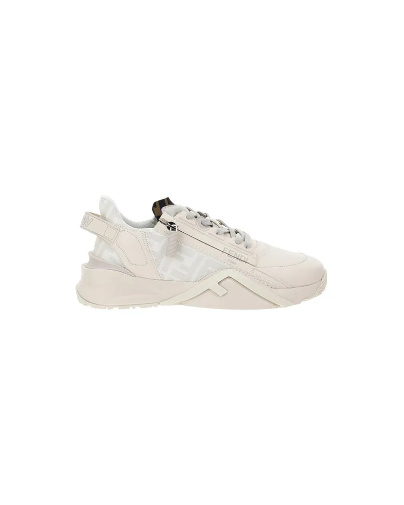 Fendi Men's Sneakers Flow Running Calf Leather White Ice-Ivory Taupe-White Ice Trainers Ice/ivory Taupe/white White