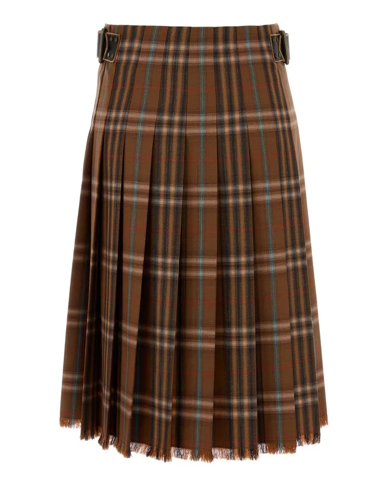 Burberry Women's Embroidered Wool Skirt Gingerbrownipchk Gonne Brown
