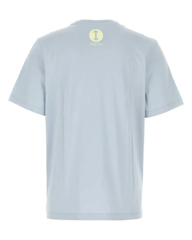 OAMC Logo-Embroidered Cotton T-Shirt — Blue Blue