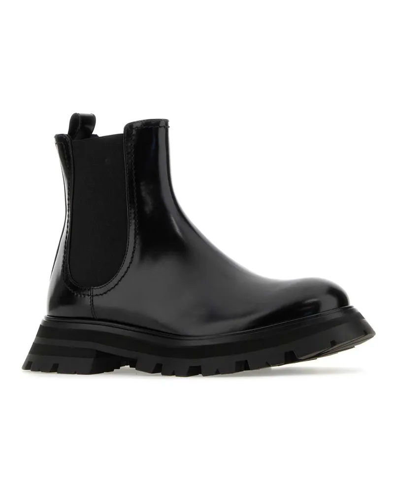 Alexander McQueen Women's Black Leather Ankle Boots Blackblack Stivali Black