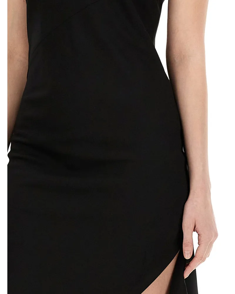 Helmut Lang Scarf Hem Virgin Wool Dress — Black Black
