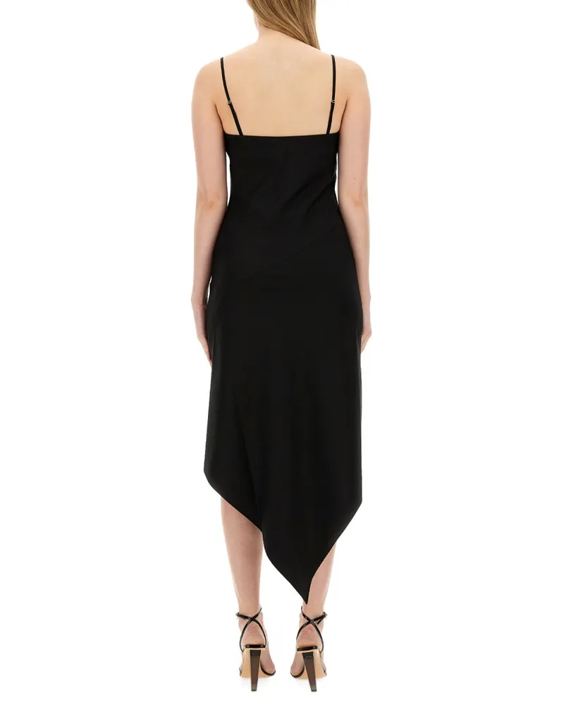 Helmut Lang Scarf Hem Virgin Wool Dress — Black Black
