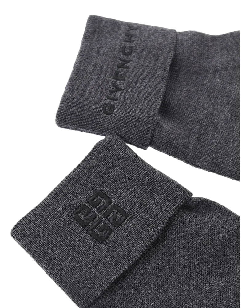 Givenchy Men's 4g Embroidered Logo Gloves Grey Accessories Grey