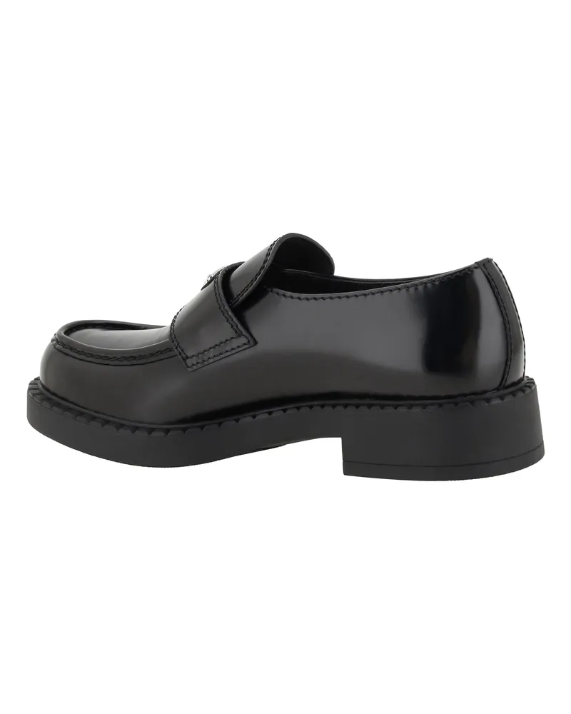 Prada Men's Leather Loafers Calf Black Black
