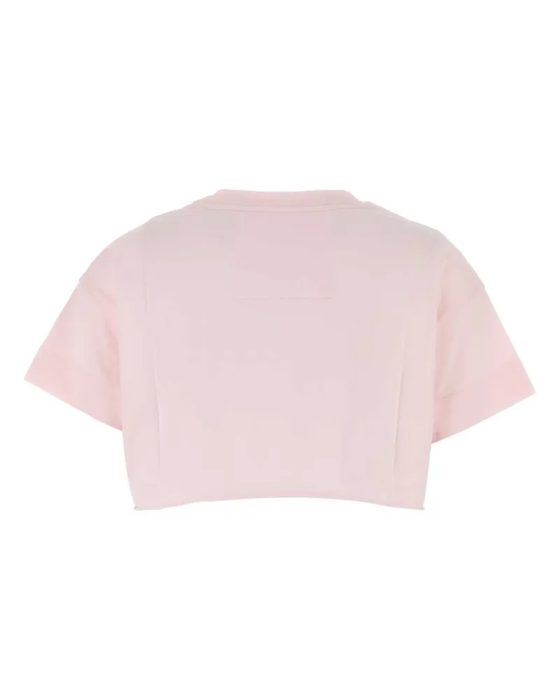 Givenchy Women Embroidered Logo Cotton Crop T-Shirt Pink Pink