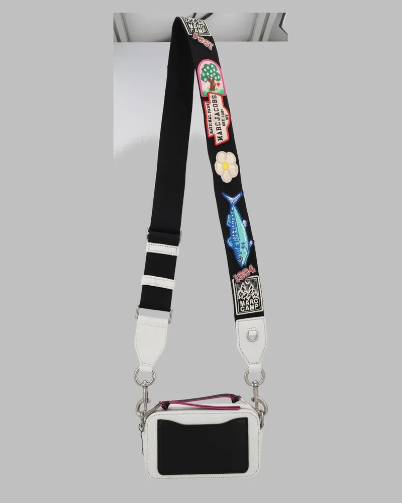 Marc Jacobs Women's Shoulder Bag The Camp Patchwork Denim White Cotton White