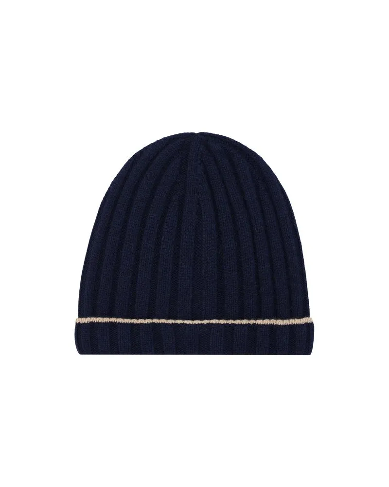 Brunello Cucinelli Men's Blue Cashmere Beanie Accessory Navy