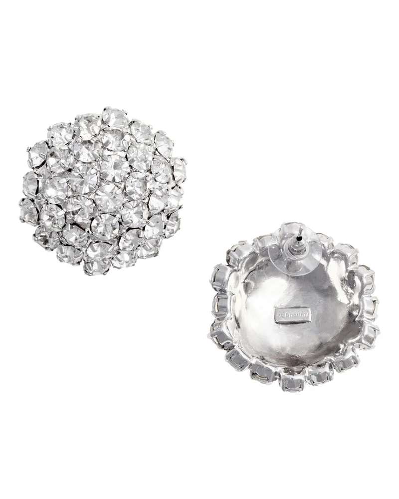 Self-Portrait Women's Earrings All-Over Crystal, Metallic Brass Silver