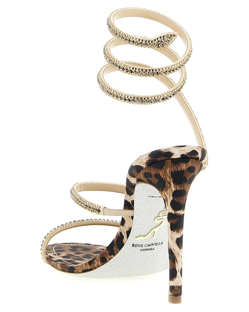 René Caovilla Women's Rhinestone-Encrusted Satin Heel Sandal Multicolor Viscose Silk Multicolor