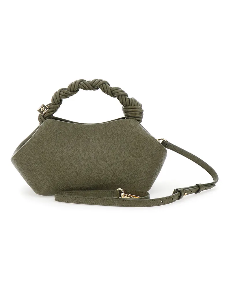 Ganni Women's Handbag Bou Small Brown Grained Leather Handbags Hand Bags Green