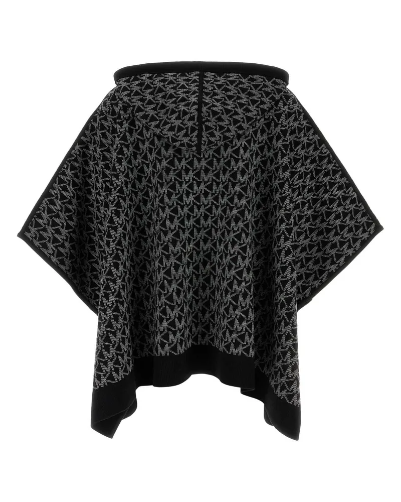 Michael Kors Women's Embroidered Wool Blend Poncho Blackwhite Exterior: Nyon Elastane Cappotti Coat Black