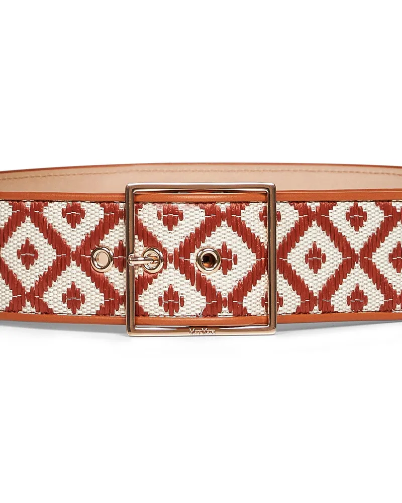 Max Mara Women Wide Raffia-Effect Belt Multicolour Cotton Multicolor