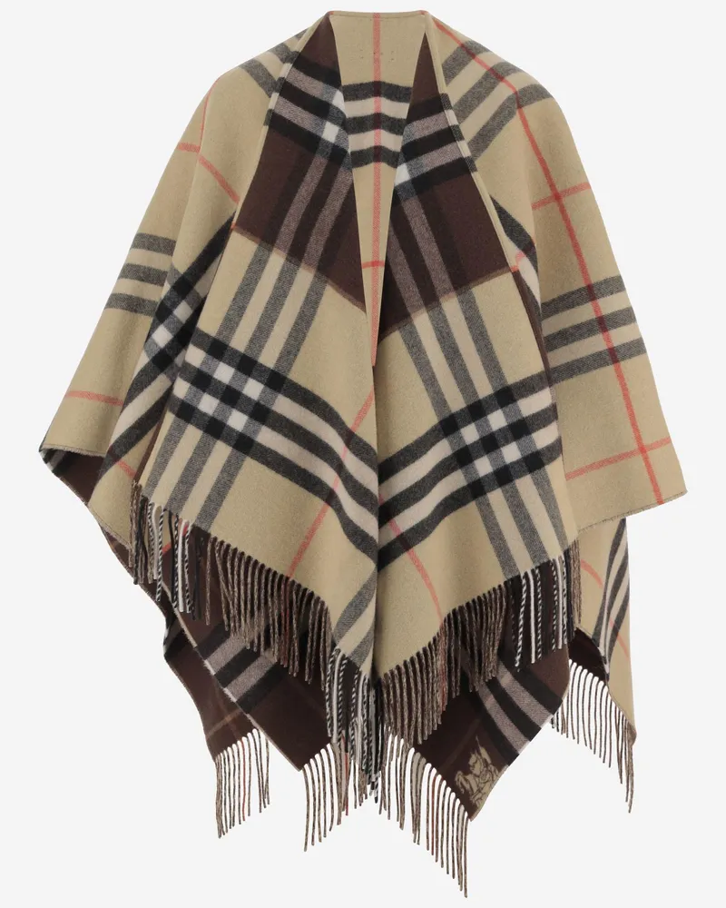 Burberry Women's Cashmere Cape Multicolour Capes Jacket Brown