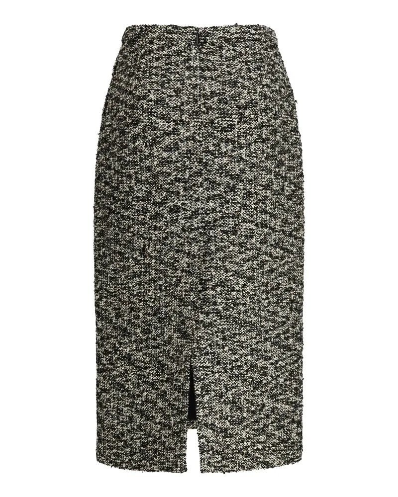 Gucci Women's Midi Skirt Laminated Bouclé Fabric Black-White-Mc Black/white/mc Black