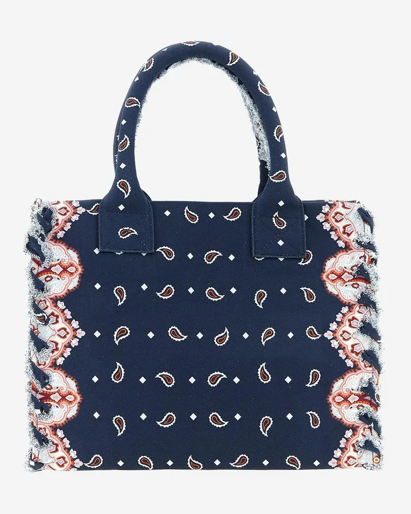 Pinko Women's Shopper Bag Cotton Multicolour Handbags Hand Navy