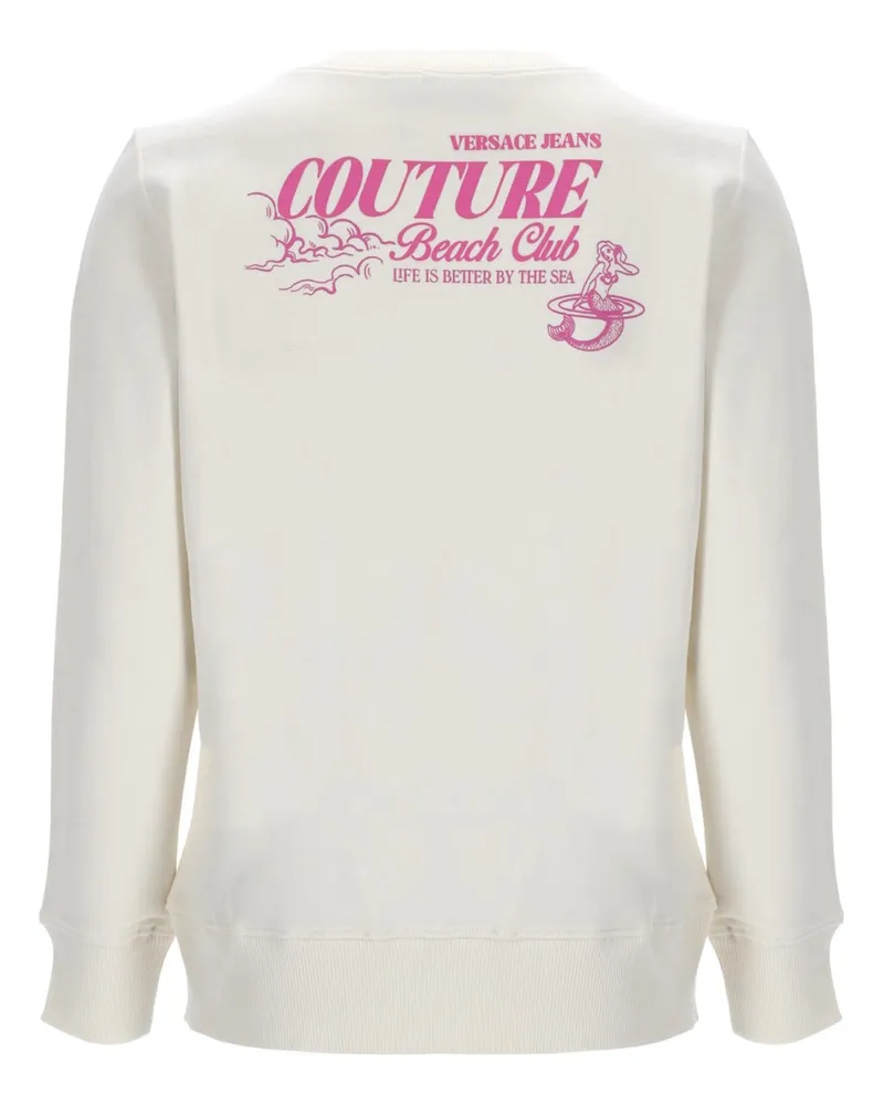 Versace Jeans Graphic Print Cotton Sweatshirt — Ivory Ivory