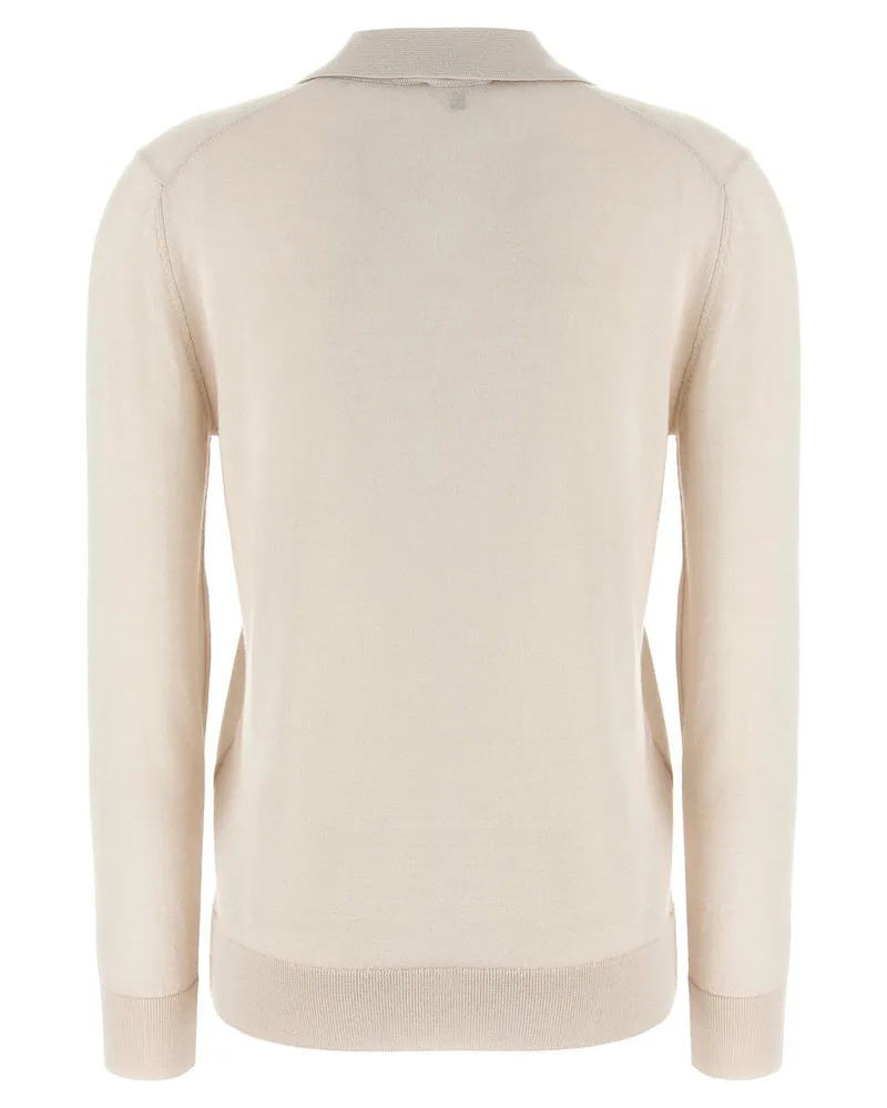 Brioni Cashmere and Silk Blend Polo — Cream Cream