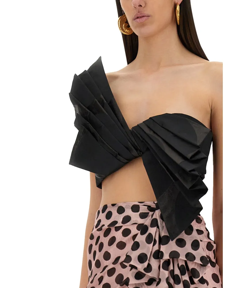 Nina Ricci Twisted Polka Dot Blouse — Black Black