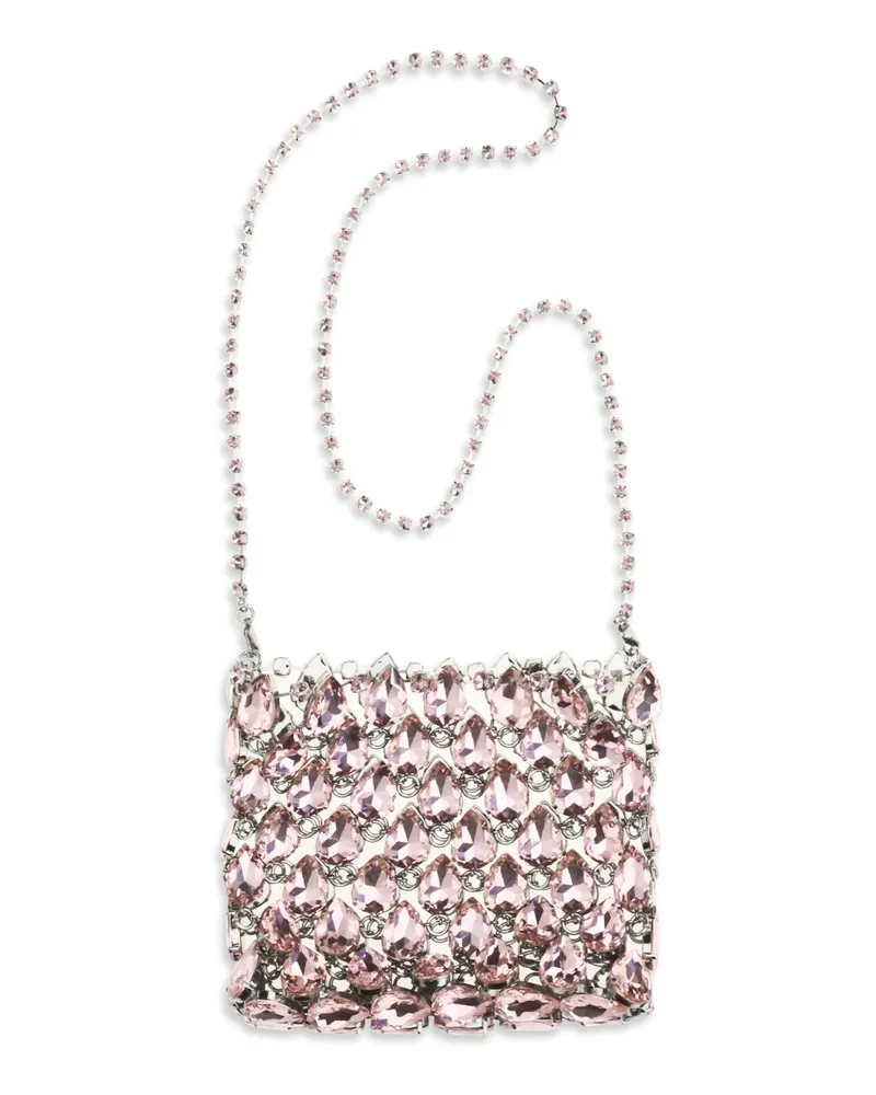 Self-Portrait Women's Pouch Pink Crystal Mesh Polyester Shoulder Bags Pink