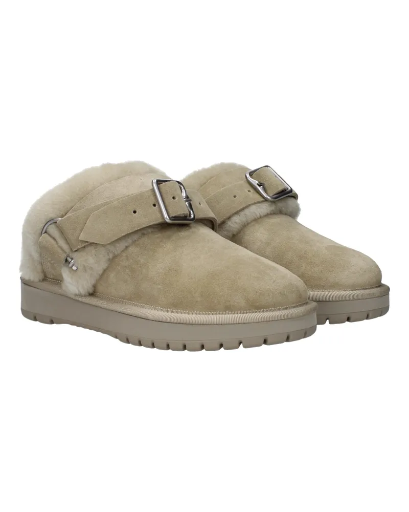 Burberry Women's Green Leather Slippers Beige