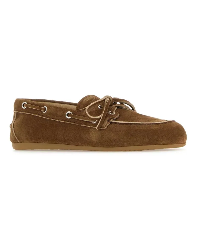 Miu Miu Cannella Vitello Mocassini Loafers Brown