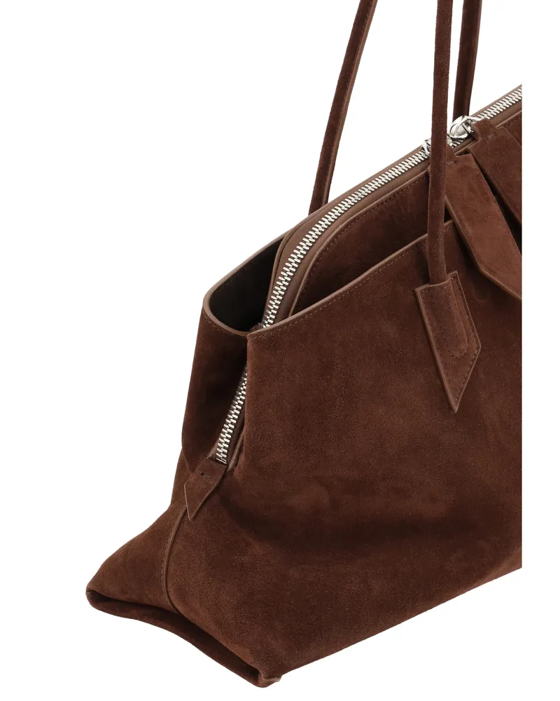 ATTICO Women's Shoulder Bag La Passeggiata Suede Blue Calf Leather (bos Taurus Blue
