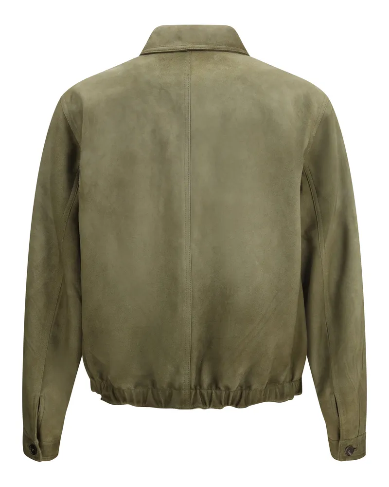 Prada Men's Suede Jacket Salvia Lamb Ovis Aries Green