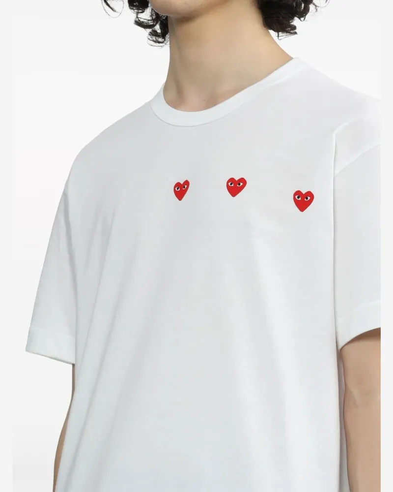 Comme des Garçons Heart-Embroidered Cotton T-Shirt — White White