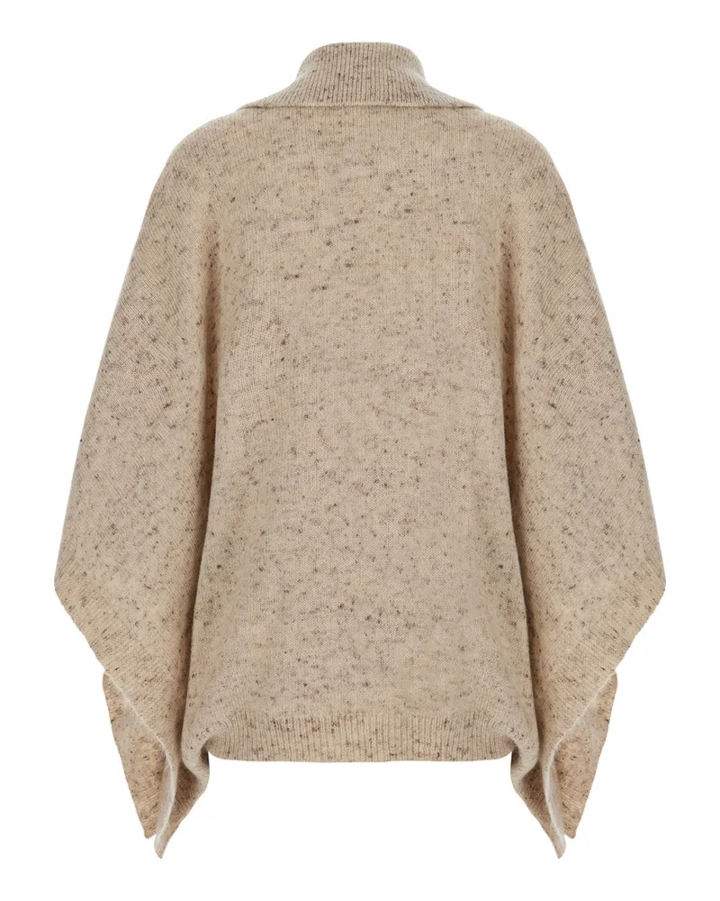 Fabiana Filippi Women's Hooded Cloak Beige Wool Blend Coat Beige
