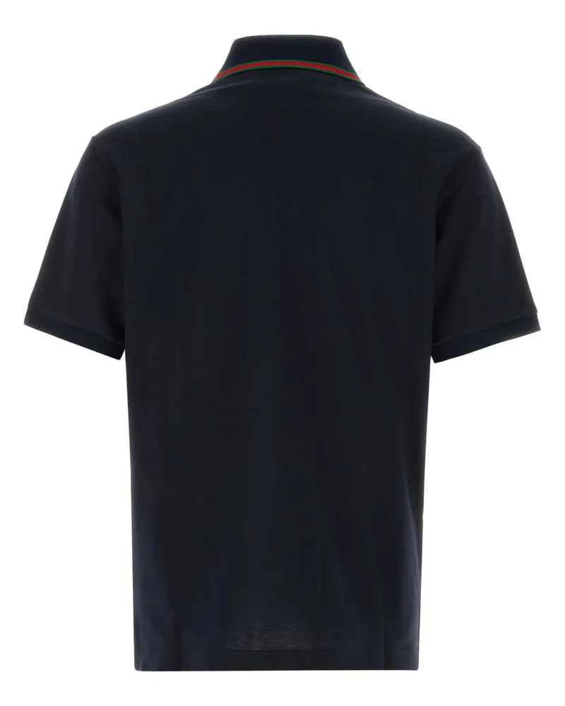 Gucci Men Striped-Collar Piquet Polo Shirt Navy Cotton Navy