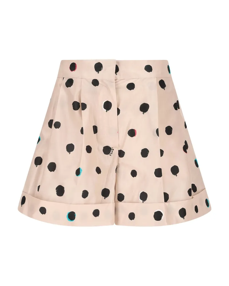 Fendi Polka Dot Silk Tailored Shorts — Pink Pink