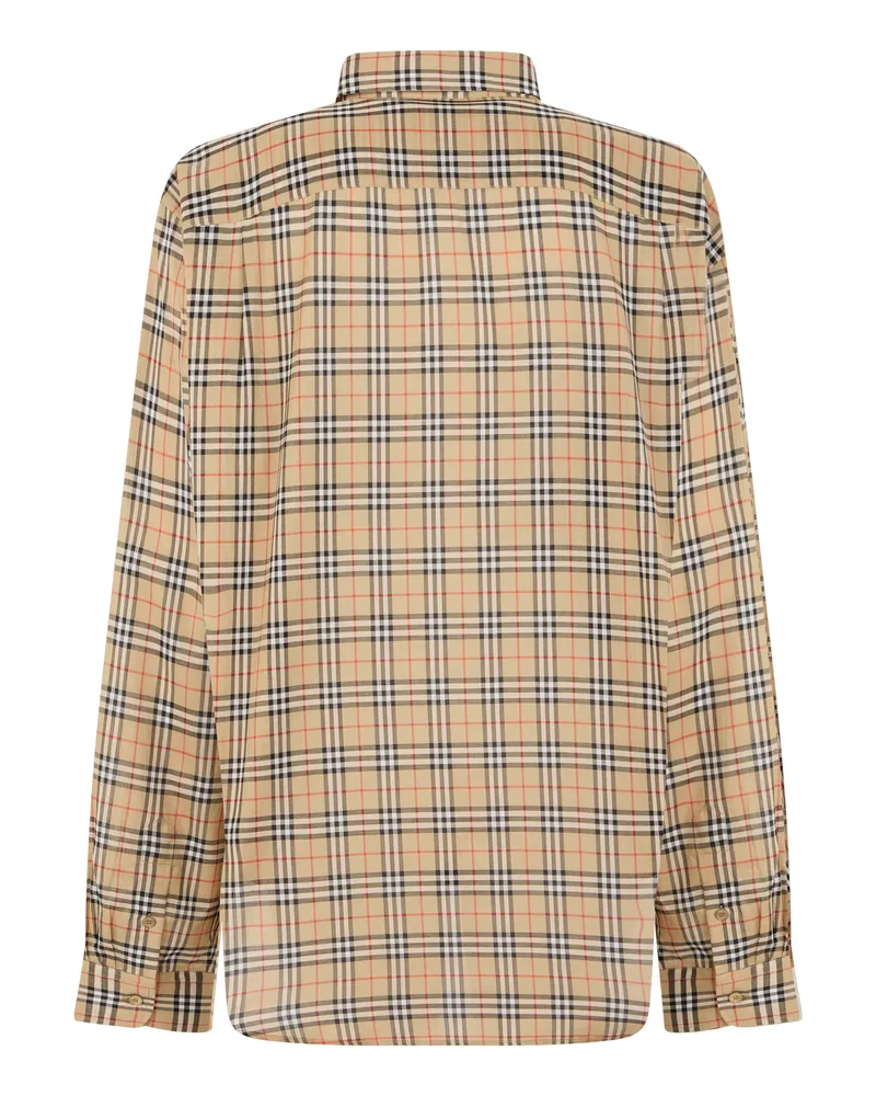 Burberry Men's Long-Sleeve Shirt Sand Check Cotton Beige