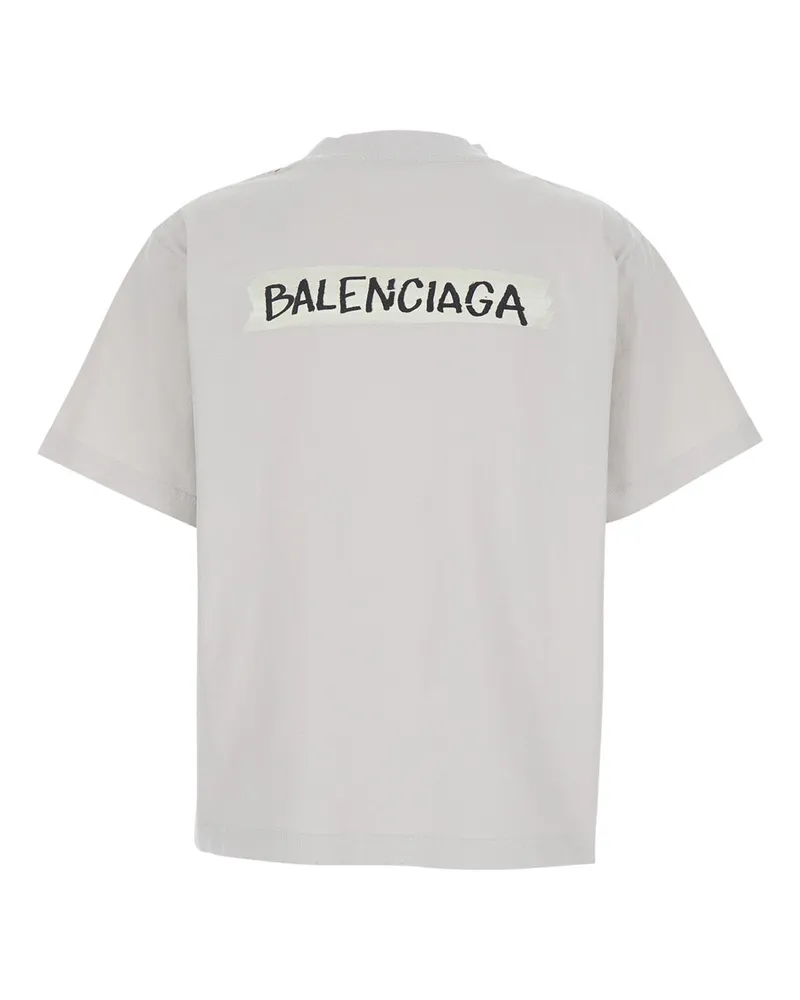 Balenciaga Women's Round Neck T-Shirt White Cotton T-Shirts & Jerseys White