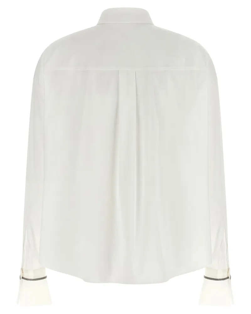 Brunello Cucinelli Shiny Cuffs Shirt — White White