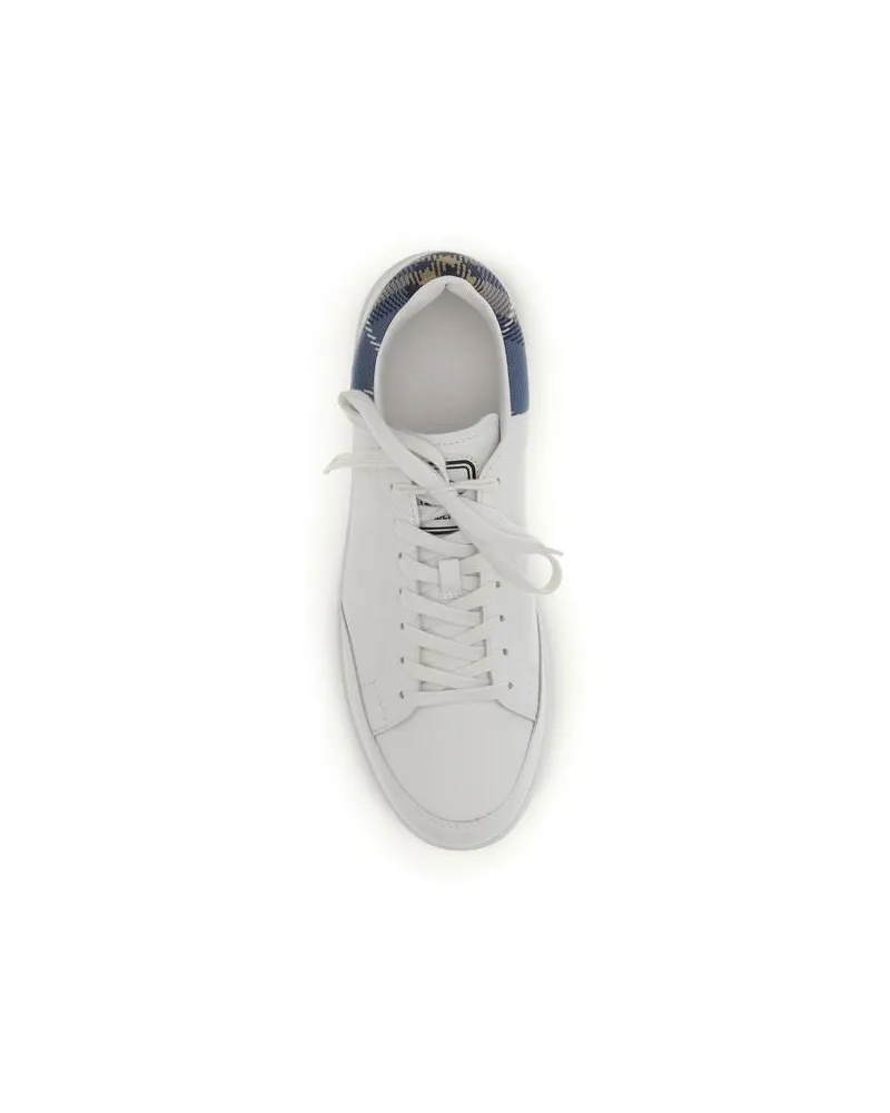 Burberry Men's White Calf Leather Bos Taurus Low Top Sneakers White