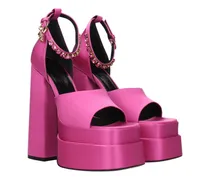 Satin High-Heel Platform Sandal — Pink