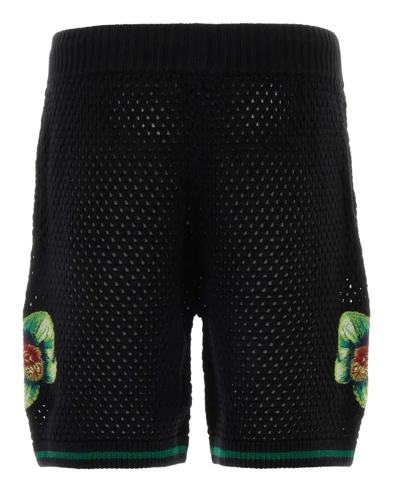 Casablanca Paris Men's Black Crochet Bermuda Shorts Glitchorchid Exterior: Cotton Black