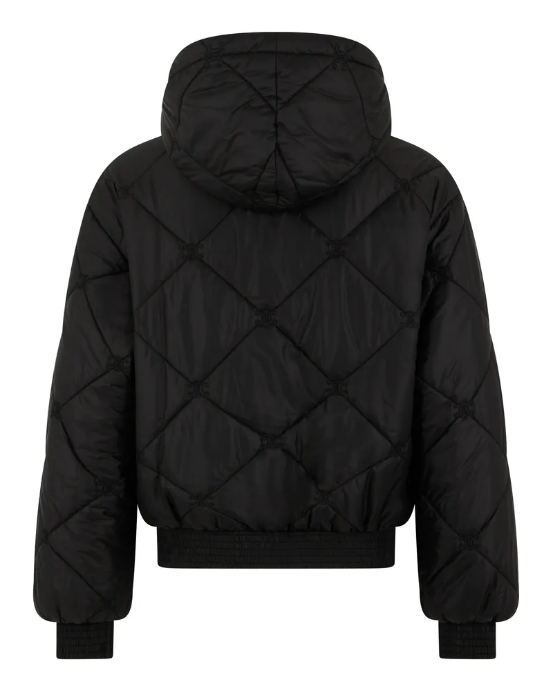 Celine Men's Padded Hooded Jacket Black Polyester & Down Black