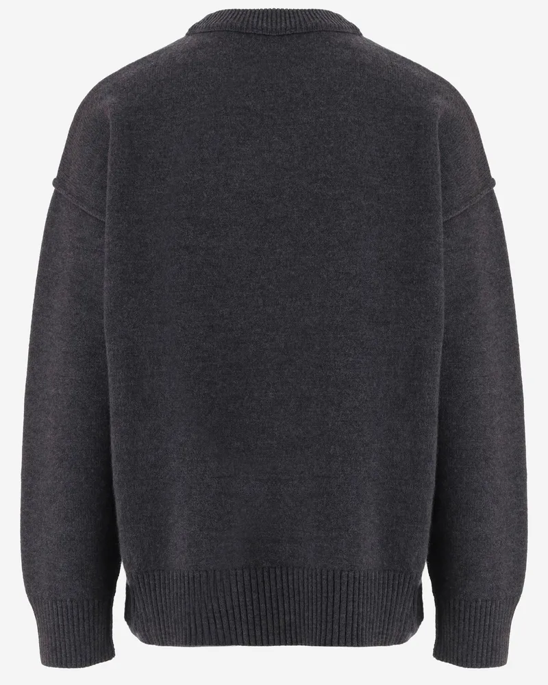 AMI Paris Men's Wool Sweater Dark Grey Virgin 
