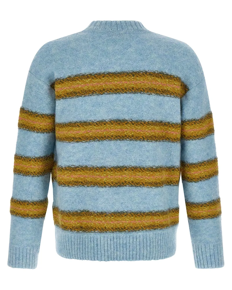 Dries van Noten Striped Wool and Alpaca Blend Sweater — Blue Blue