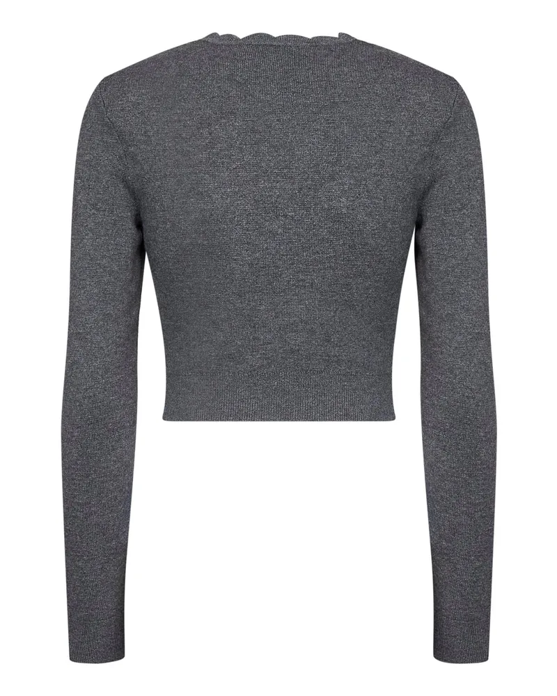 Self-Portrait Women Knit Cardigan With Floral Lace Embroidery Grey Wool Cardigans Sweater Gray