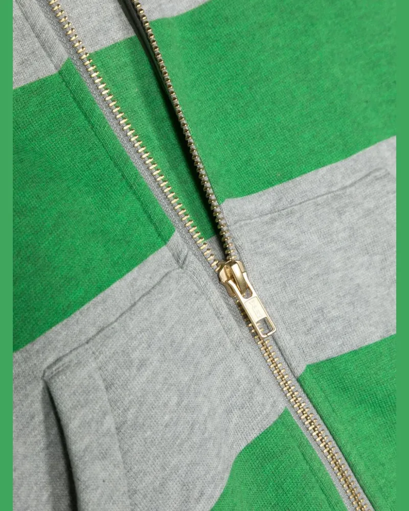 Mini Rodini Striped Organic Cotton Zip Hoodie — Green Green